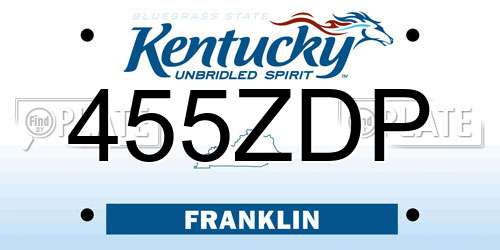 455ZDP Kentucky License Plate