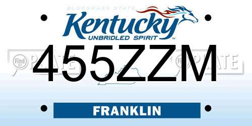 455ZZM Kentucky License Plate
