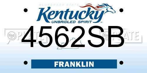 4562SB Kentucky License Plate