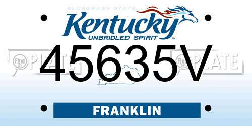 45635V Kentucky License Plate