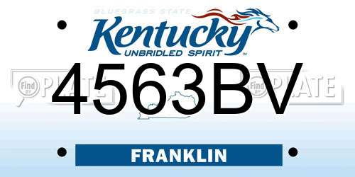 4563BV Kentucky License Plate