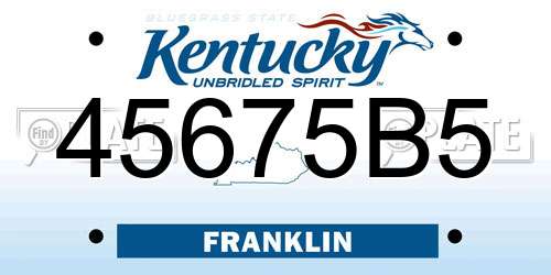 45675B5 Kentucky License Plate