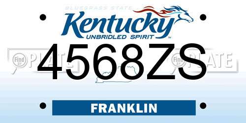 4568ZS Kentucky License Plate