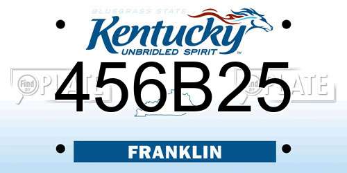 456B25 Kentucky License Plate