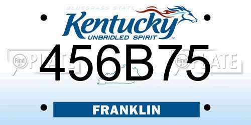 456B75 Kentucky License Plate
