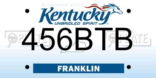 456BTB Kentucky License Plate