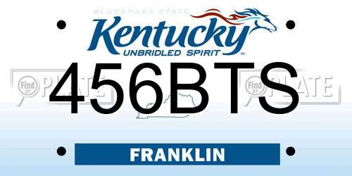 456BTS Kentucky License Plate