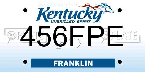 456FPE Kentucky License Plate