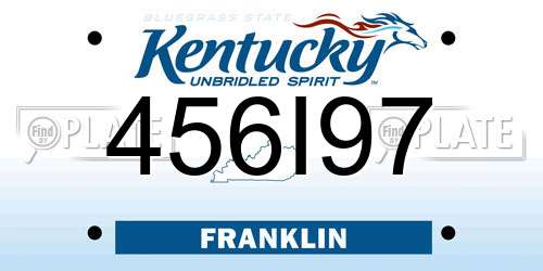 456I97 Kentucky License Plate