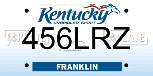 456LRZ Kentucky License Plate