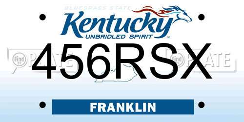 456RSX Kentucky License Plate