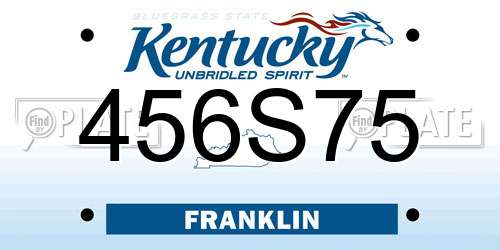 456S75 Kentucky License Plate