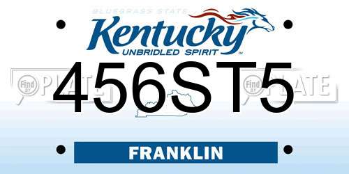 456ST5 Kentucky License Plate