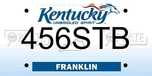 456STB Kentucky License Plate