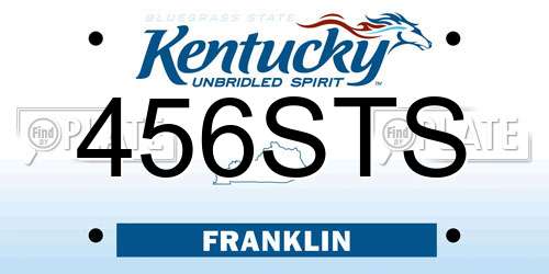456STS Kentucky License Plate