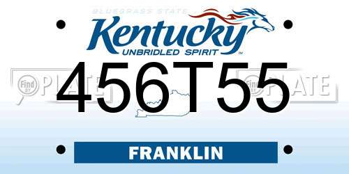 456T55 Kentucky License Plate