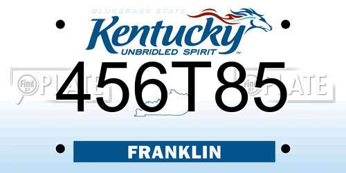 456T85 Kentucky License Plate