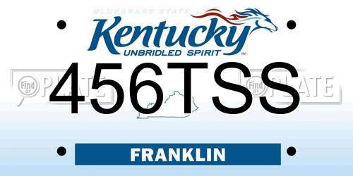 456TSS Kentucky License Plate