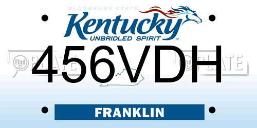 456VDH Kentucky License Plate