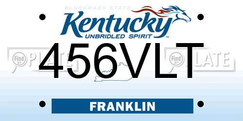 456VLT Kentucky License Plate