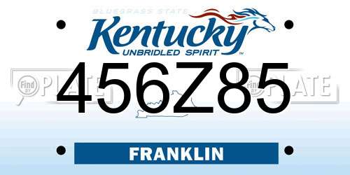 456Z85 Kentucky License Plate