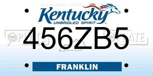 456ZB5 Kentucky License Plate