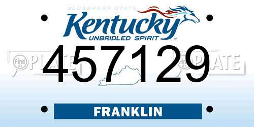 457129 Kentucky License Plate
