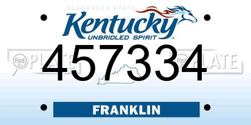 457334 Kentucky License Plate