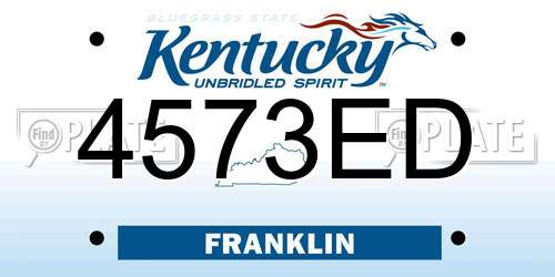 4573ED Kentucky License Plate