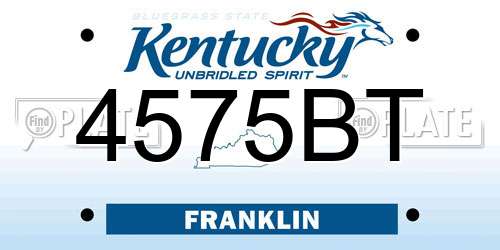 4575BT Kentucky License Plate