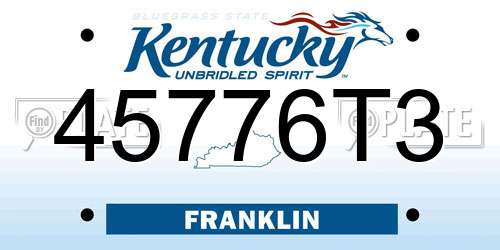 45776T3 Kentucky License Plate