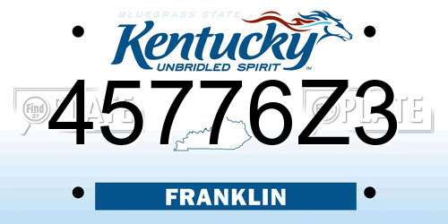 45776Z3 Kentucky License Plate