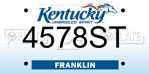 4578ST Kentucky License Plate
