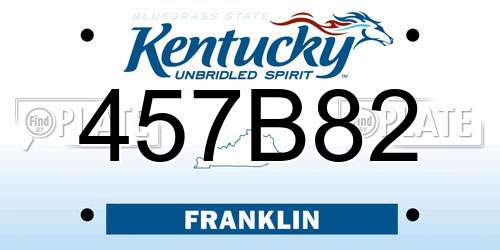 457B82 Kentucky License Plate