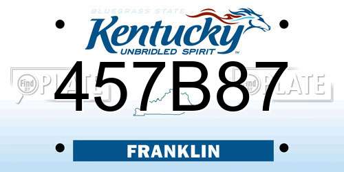 457B87 Kentucky License Plate
