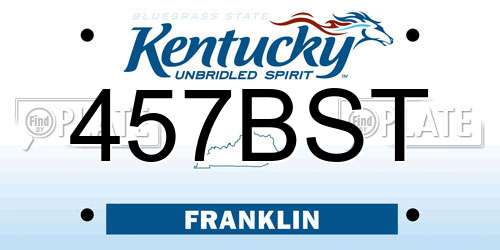 457BST Kentucky License Plate