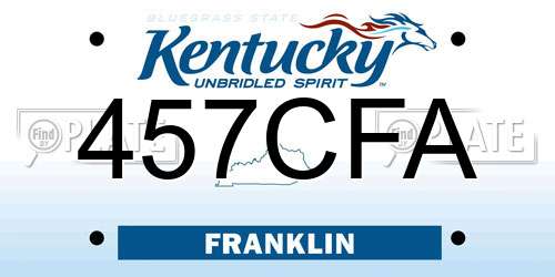 457CFA Kentucky License Plate