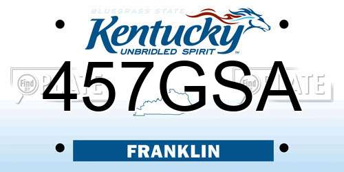 457GSA Kentucky License Plate