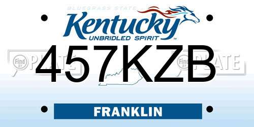 457KZB Kentucky License Plate