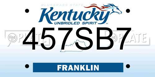 457SB7 Kentucky License Plate