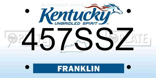 457SSZ Kentucky License Plate