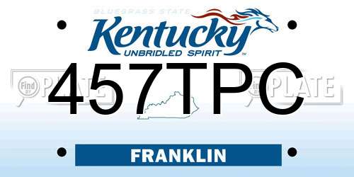 457TPC Kentucky License Plate