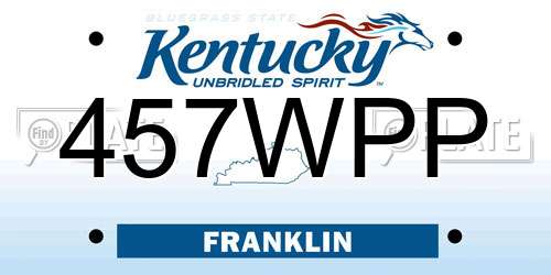 457WPP Kentucky License Plate