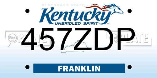 457ZDP Kentucky License Plate