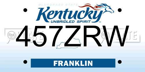 457ZRW Kentucky License Plate