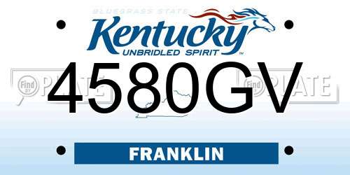 4580GV Kentucky License Plate