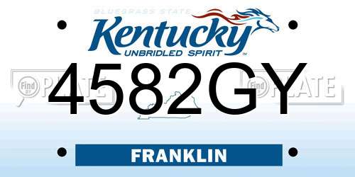 4582GY Kentucky License Plate