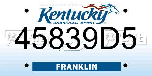45839D5 Kentucky License Plate