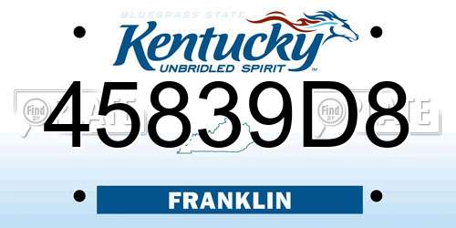 45839D8 Kentucky License Plate