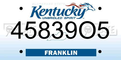 45839O5 Kentucky License Plate